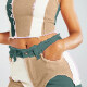 Women's Fashion Colorblock Patchwork Frayed Raw Pockets Denim Shorts 9088# Laurel Green Clothing Wholesale Market -LIUHUA