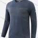 Wholesale Men's Lightweight Dry Fit Striped Letter Workout Athletic Pullover Sweatshirt T250# Gray Blue Clothing Wholesale Market Liuhua