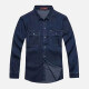 Men's Collared Button Long Sleeve Closure Patch Pockets Denim Overshirt 3# Clothing Wholesale Market -LIUHUA