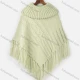 Wholesale Women's Casual Plain Cable Knit Fringe Trim Cape Poncho Light Green Clothing Wholesale Market Liuhua