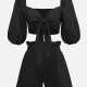 Women's Sexy Puff Sleeve Tie Front Crop Tops&Paper Waist Shorts 2 Piece Sets GZH010# Clothing Wholesale Market -LIUHUA