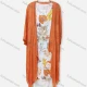 Wholesale Women's Casual Crew Neck Tropical Print Sleeveless Dress & Plain Cardigan 2 Piece Set 049# Orange Clothing Wholesale Market Liuhua