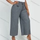 Wholesale Women's Plus Size High Waist Plain Ankle Length Wide Leg Trouser With Belt Gray Clothing Wholesale Market Liuhua