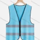 Wholesale High Visibility Reflective Strips Zipper Front Safety Vest Sky Blue Clothing Wholesale Market Liuhua