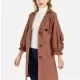 Women's Plain Casual Cape Single Breasted Belted Trench Coat Chocolate Clothing Wholesale Market -LIUHUA