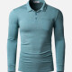 Men's Plain Slim Fit Long Sleeve Patch Pocket Polo Shirt X002F# Light Sea Green Clothing Wholesale Market -LIUHUA