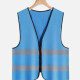 High Visibility Reflective Strips Zipper Front Safety Vest Light Blue Clothing Wholesale Market -LIUHUA