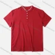 Wholesale Men's Plain Button Front Short Sleeve Henry Shirt Red Clothing Wholesale Market Liuhua
