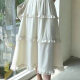 Women's Casual Elastic Waist Layered Lace Ruffle Trim Midi Skirt AY255# White Clothing Wholesale Market -LIUHUA