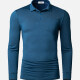 Men's Plain Slim Fit Long Sleeve Patch Pocket Polo Shirt X002F# Navy Clothing Wholesale Market -LIUHUA
