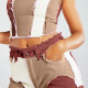 Women's Fashion Colorblock Patchwork Frayed Raw Pockets Denim Shorts 9088# Coffee Clothing Wholesale Market -LIUHUA