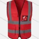 Wholesale High Visibility Zipper Front Safety Vest With Reflective Strips and Pockets Red Clothing Wholesale Market Liuhua