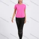 Wholesale Women's Sporty Crew Neck Short Sleeve Plain Quick-dry Breathable Curved Hem Athletic T-shirt Rose Red Clothing Wholesale Market Liuhua