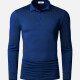 Men's Plain Slim Fit Long Sleeve Patch Pocket Polo Shirt X002F# Dark Blue Clothing Wholesale Market -LIUHUA