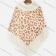 Wholesale Women's High Neck Knitted Leopard Print Fringe Trim Bandana Hem Poncho Chocolate Clothing Wholesale Market Liuhua