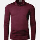Men's Plain Slim Fit Long Sleeve Patch Pocket Polo Shirt X002F# Wine Clothing Wholesale Market -LIUHUA