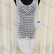 Wholesale Women's Casual Crew Neck Sleeveless Hollow Out Fringe Trim Knit Tank Cover Up Dress White Clothing Wholesale Market Liuhua