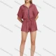 Wholesale Women's Casual Plain Hooded Rolled Sleeve Ruched Zipper Drawstring Denim Romper 13# Clothing Wholesale Market Liuhua