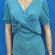 Wholesale Women's Casual V Neck Short Sleeve Twist Ruched Knit Plain Tops Sky Blue Clothing Wholesale Market Liuhua
