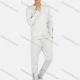Wholesale Men's Casual Round Neck Flap Pocket Zipper Plain Sweatshirt & Ankle-Tie Pants 2-Piece Set 2230# White Clothing Wholesale Market Liuhua