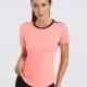 Women's Sporty Colorblock Short Sleeve Quick-dry Breathable Athletic T-shirt W7009# Pink Clothing Wholesale Market -LIUHUA