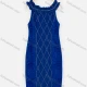 Wholesale Women's Casual Ruffle Trim Sleeveless Floral Embroidery Rhinestone Back Zip Midi Dress Blue Clothing Wholesale Market Liuhua