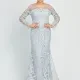 Women's Glamorous Appliques Embroidery Long Sleeve Round Neck Lace Mermaid Floor Length Evening Dress Blue Clothing Wholesale Market -LIUHUA