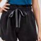 Women's Elastic Waist Drawstring Scalloped Lettuce Trim Shorts AY247# Black Clothing Wholesale Market -LIUHUA