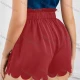 Wholesale Women's Elastic Waist Drawstring Scalloped Lettuce Trim Shorts AY247# 10# Clothing Wholesale Market Liuhua