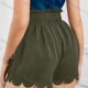 Wholesale Women's Elastic Waist Drawstring Scalloped Lettuce Trim Shorts AY247# 15# Clothing Wholesale Market Liuhua