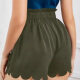 Women's Elastic Waist Drawstring Scalloped Lettuce Trim Shorts AY247# 15# Clothing Wholesale Market -LIUHUA
