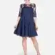 Women's Embroidered Lace Round Neck Half Sleeve Elegant Cocktail Dress Dark Blue Clothing Wholesale Market -LIUHUA