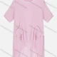 Wholesale Woman's Casual Round Neck Short Sleeve Dual Pockets Tiered Plain Tunic Pink Clothing Wholesale Market Liuhua