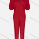 Wholesale Women's Casual Plain V Neck Short Sleeve Elastic Cuff Jumpsuit Red Clothing Wholesale Market Liuhua