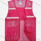 Wholesale Mesh Zipper Front High Visibility Reflective Strips Safety Vests with Pockets Rose Red Clothing Wholesale Market Liuhua