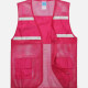 Mesh Zipper Front High Visibility Reflective Strips Safety Vests with Pockets Rose Red Clothing Wholesale Market -LIUHUA