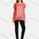 Wholesale Women's Casual Round Neck Short Sleeve Drawstring Floral Print Plain Tunic 7 Clothing Wholesale Market Liuhua