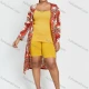 Wholesale Women's Long Sleeve Baroque Print Knee Length Cardigan Red Clothing Wholesale Market Liuhua