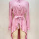 Women's Casual Collared Buttons Bow Knot High Low Hem Tunic Pink Clothing Wholesale Market -LIUHUA