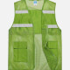 Mesh Zipper Front High Visibility Reflective Strips Safety Vests with Pockets Light Green Clothing Wholesale Market -LIUHUA