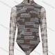Wholesale Women's Fashion Slogan Print Long Sleeve High Neck Back Zip Bodysuit Coffee Clothing Wholesale Market Liuhua