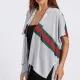 Women's Stripe Colorblock Button Side Knitted Cape Gray Clothing Wholesale Market -LIUHUA