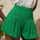 Wholesale Women's Casual Elastic Waist Pleated Plain Shorts AY246# Forest Green Clothing Wholesale Market Liuhua