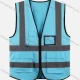 Wholesale High Visibility Zipper Front Safety Vest With Reflective Strips and Pockets Light Blue Clothing Wholesale Market Liuhua