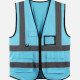 High Visibility Zipper Front Safety Vest With Reflective Strips and Pockets Light Blue Clothing Wholesale Market -LIUHUA