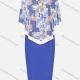 Wholesale Women's Elegant Patchwork Splicing Pencil Skirt 2 Piece Set Blue Clothing Wholesale Market Liuhua