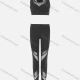 Wholesale Women's Sporty Scoop Neck Racerback Mesh Plain Crop Tank Top & High Waist Long Leggings 2-Piece Set Black Clothing Wholesale Market Liuhua