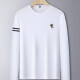 Men's Casual Long Sleeve Crew Neck Letter Embroidery T-shirt 855# White Clothing Wholesale Market -LIUHUA