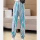 Women's Abstract Print High Waist Elastic Waist Casual Pants Blue Clothing Wholesale Market -LIUHUA
