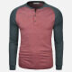Men's Casual Silm Fit Long-Sleeve Colorblock Henley Shirt Wine Clothing Wholesale Market -LIUHUA